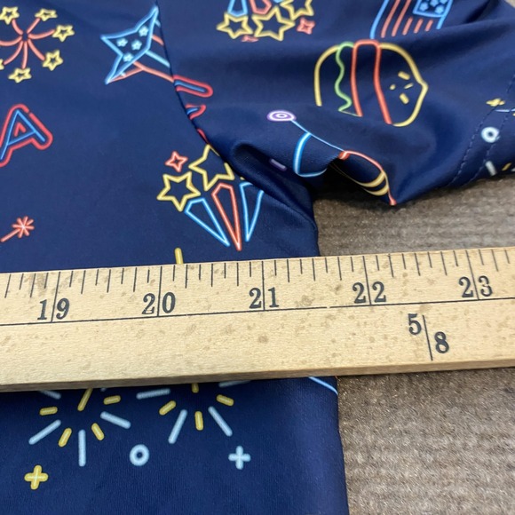 Birdie Bound Polo Shirt Mens Medium Blue USA Patriotic 4th of July Golf BBQ Star - Picture 6 of 8